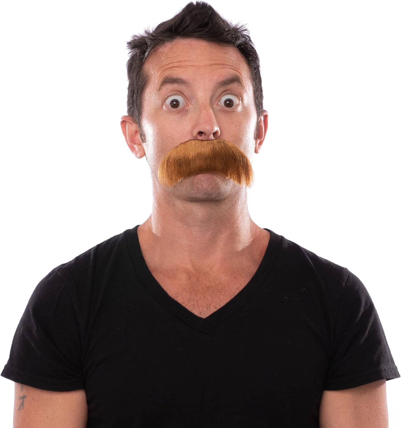 City Costume Wigs Auburn Brown Mustache - Walrus Style Fake Mustache - 100% Human Hair Mustache