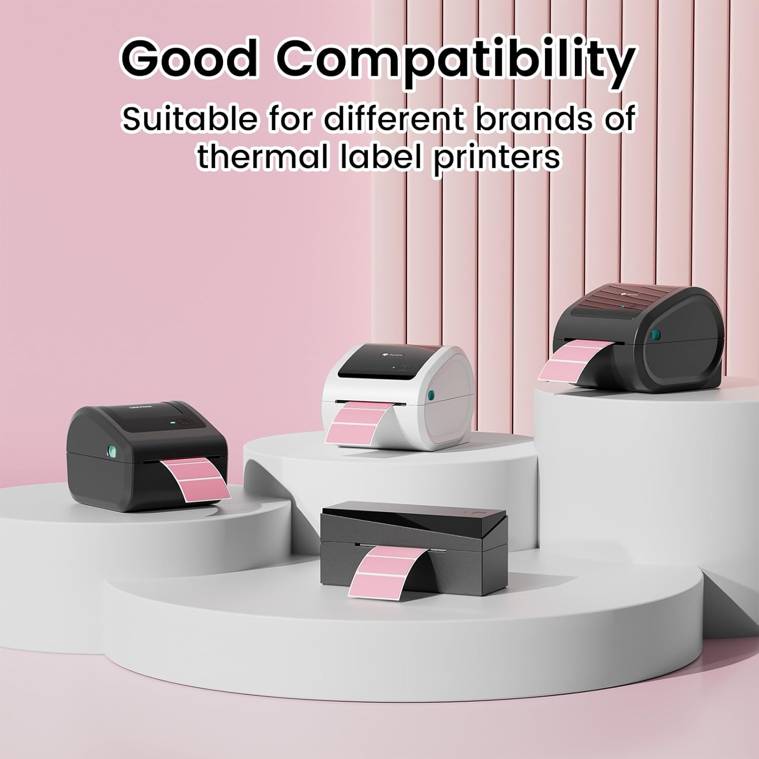 2.25x1.25 Inch Thermal Labels Pink, Holographic Sliver Barcode Thermal Labels for Thermal Printer and Small Business, Multi-Purpose Rectangle Stickers, 500 Sheets/Roll - Image 3