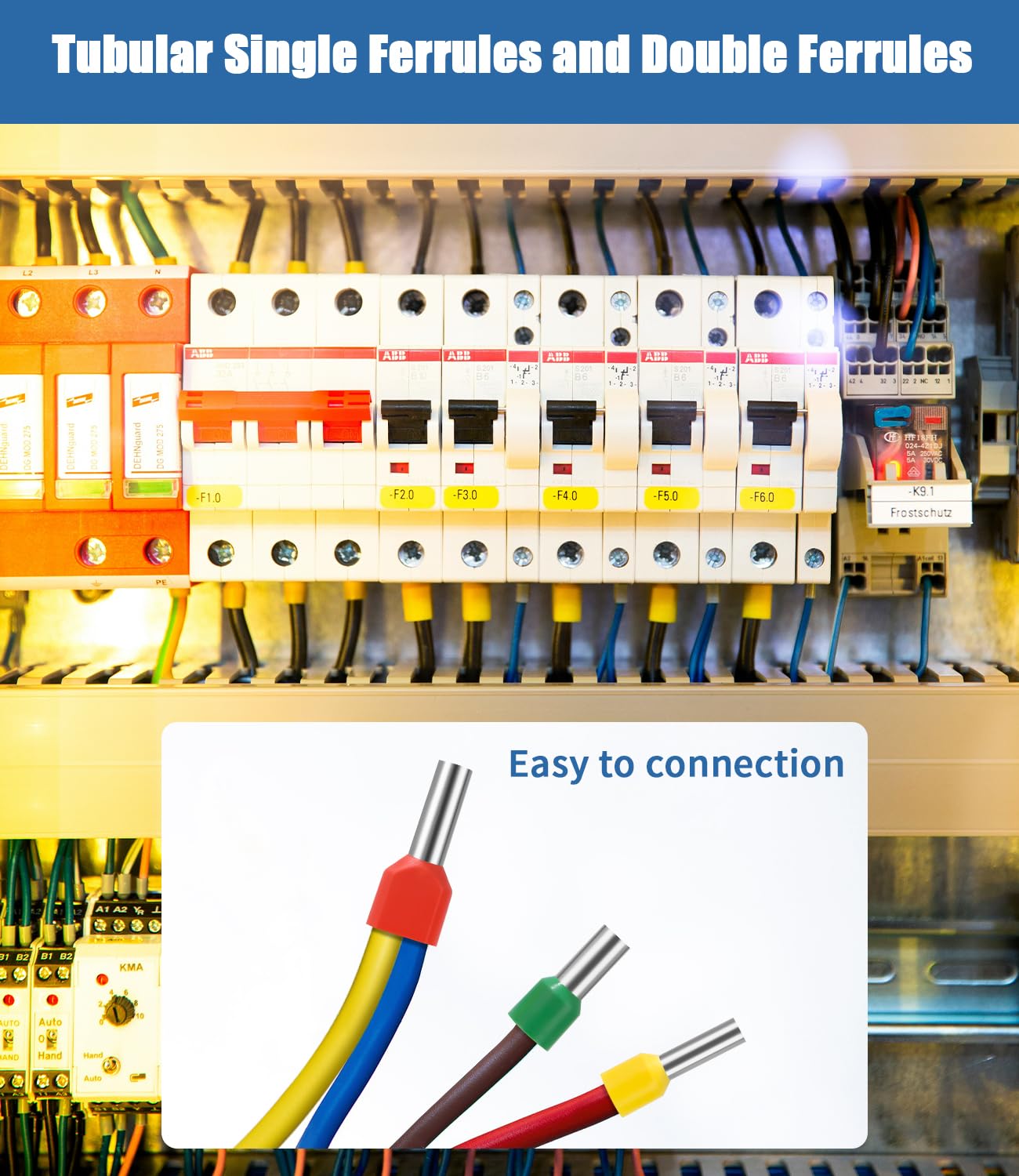 Set di Capicorda Elettrici da 1200 Pezzi, Contenente Terminali Elettrici Singola da 0,3~16 mm² e Puntalini Doppi da 0,5~6 mm², Puntalini Elettrici a Crimpare per Prodotti Elettronici Fai Da Te