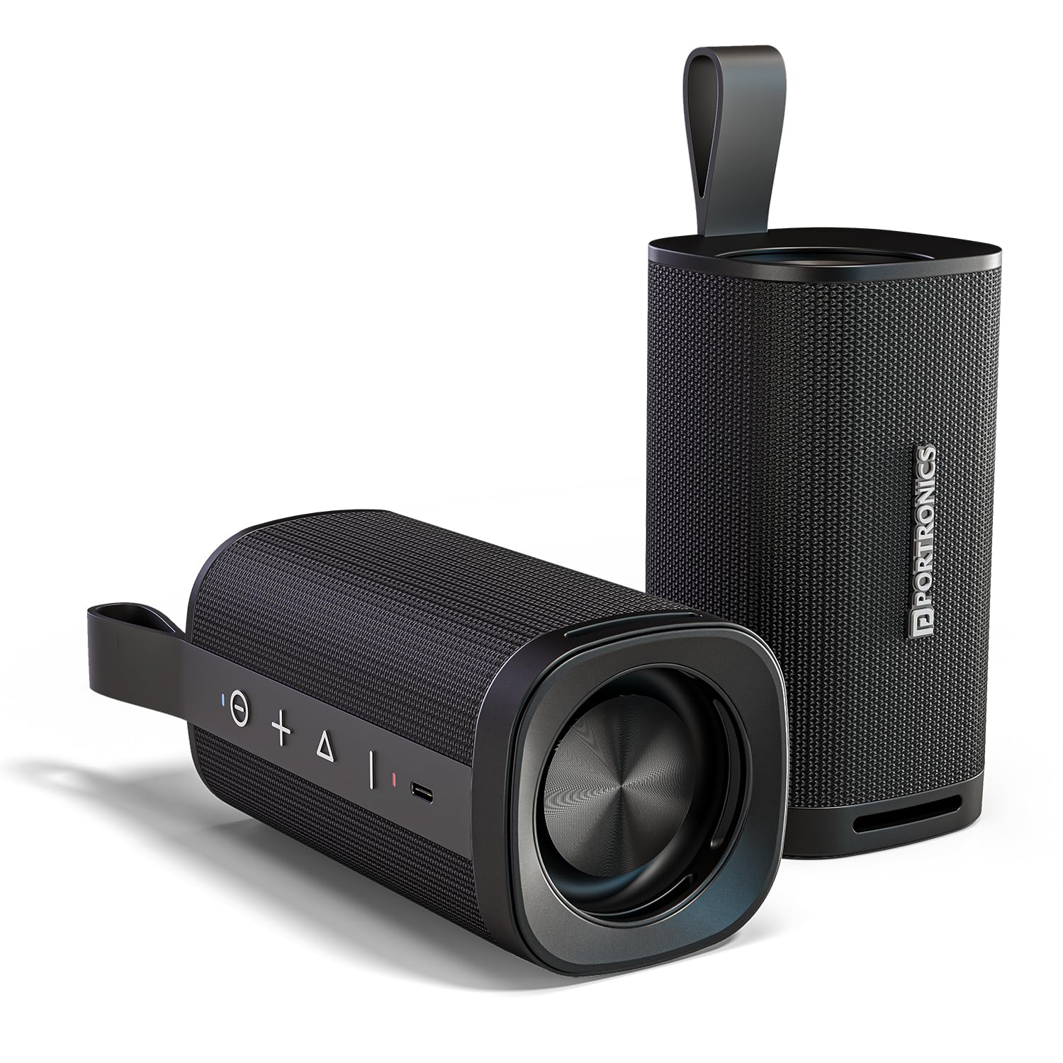 Portronics Fynix Mini 20W HD Sound Portable Bluetooth Speaker with Dual Passive Radiator, 360° Surround Sound, Upto 4 Hours, Handsfree Calling, TWS Pairing, Bluetooth 5.3V, Type C Charging(Black)-image-3