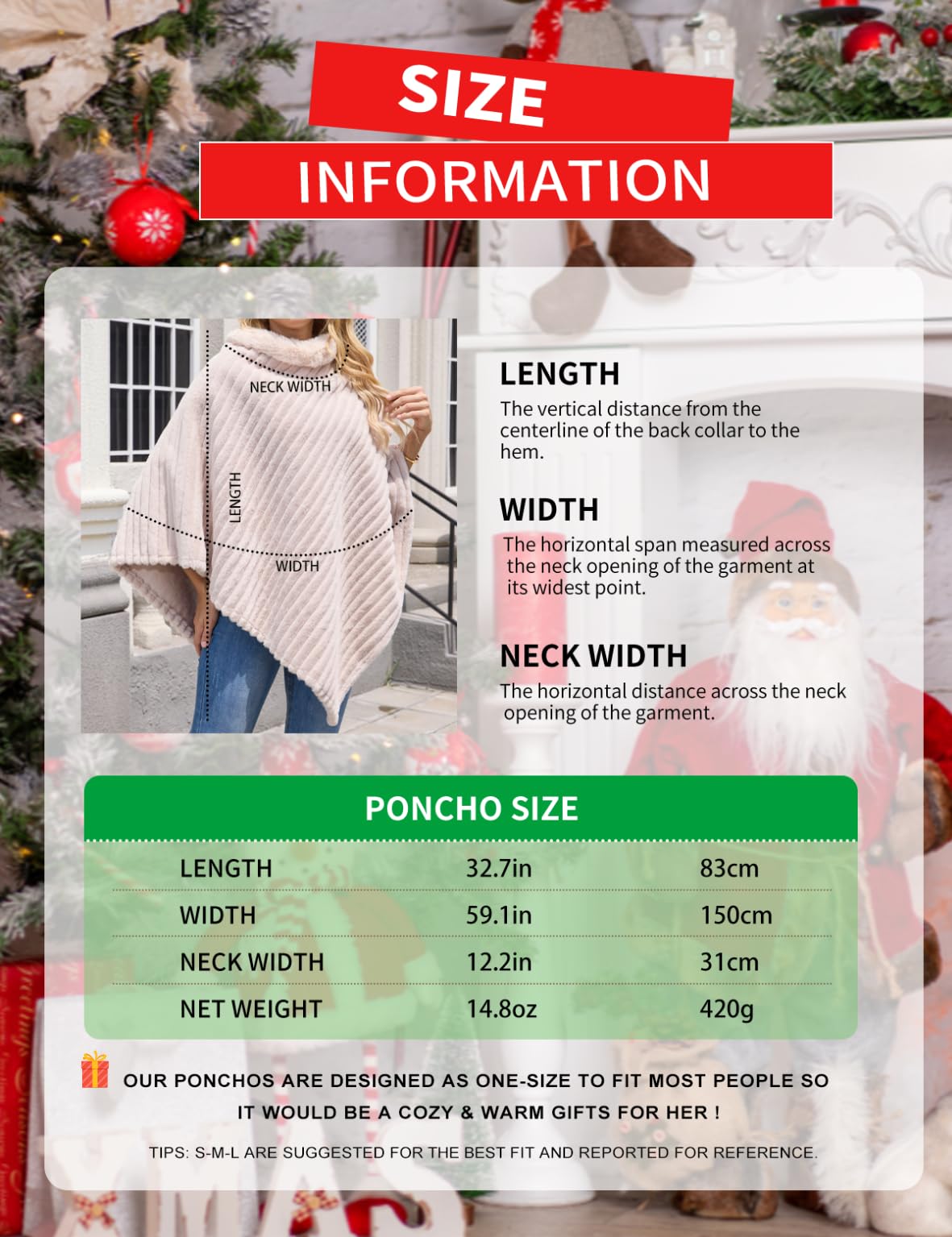 Ferand - Poncho Femme Douillet à Rayures en Fausse Fourrure, Pull Châle Doux pour l'hiver