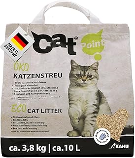 KAHU® ECO 100% natürliches Katzenstreu (10L) • Klumpstreu für Katzenklo • Naturstreu • Bio Holz Granulat Streu • 100% kompostierbar & biologisch abbaubar • Bekämpft Gerüche aktiv