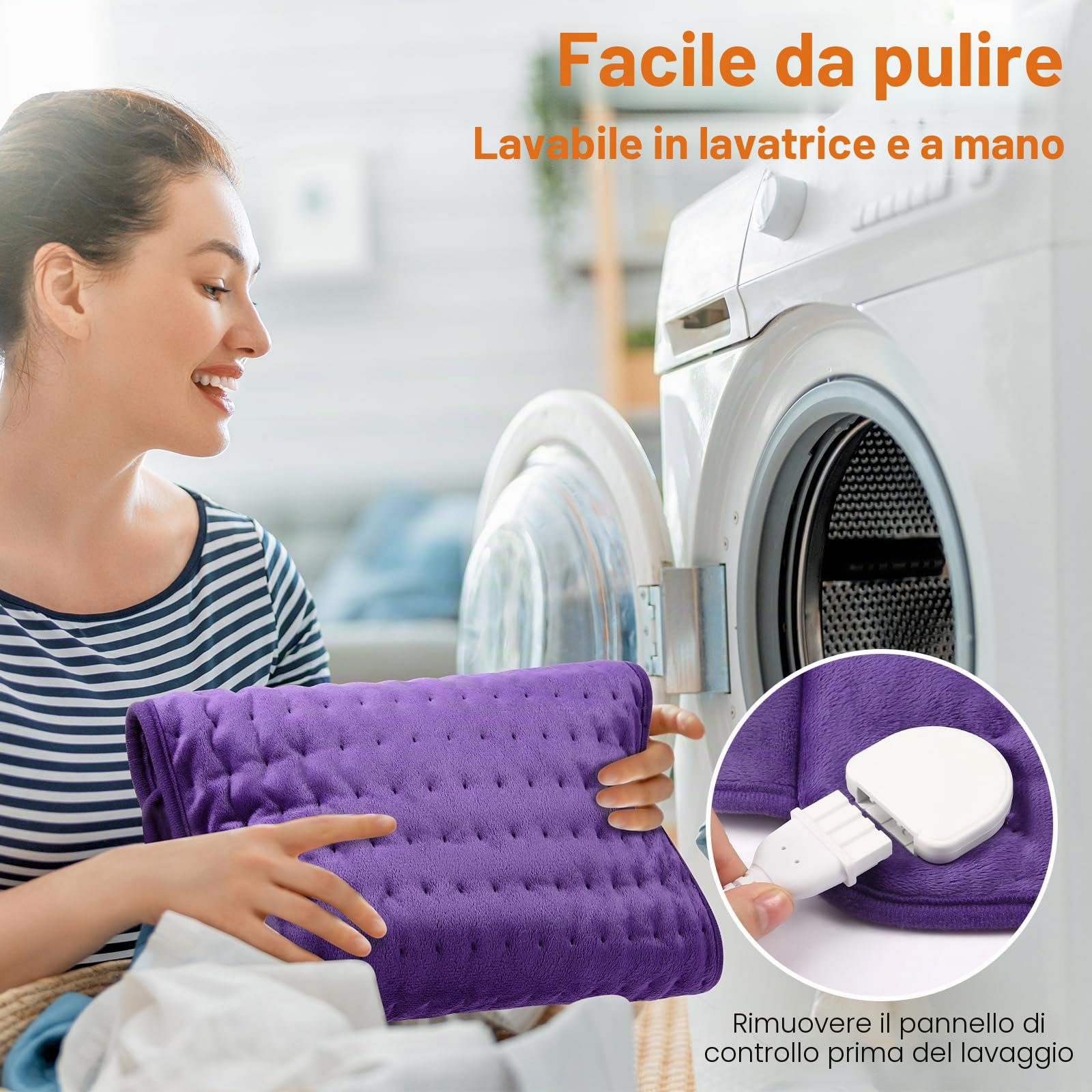 Termoforo Elettrico OneAmg 126x30cm Termoforo Lombare con 6 Livelli di Temperatura e Spegnimento Automatico Riscaldamento Rapido Lavabile Cuscino Termico Elettrico Per Schiena Spalle Addome Violetta
