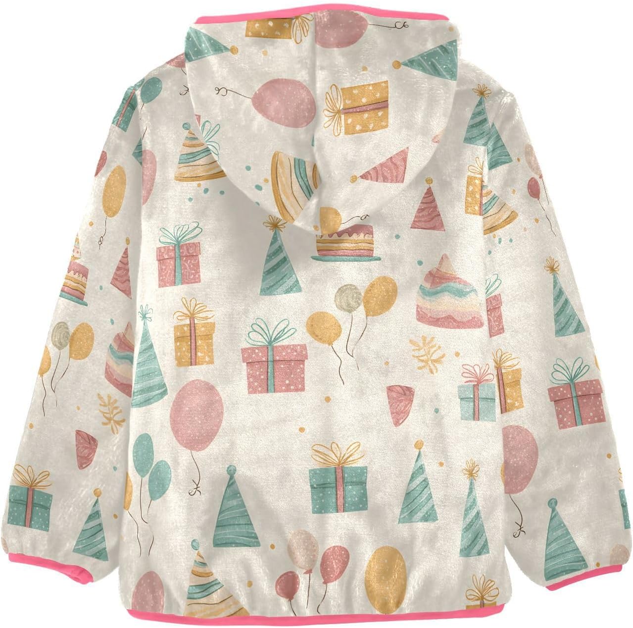 Girls Hoodie Outfit Balloons Gifts Santa Hats Pattern Zipper Sweatshirt Coat Fleece Jacket for Kids 3-10T