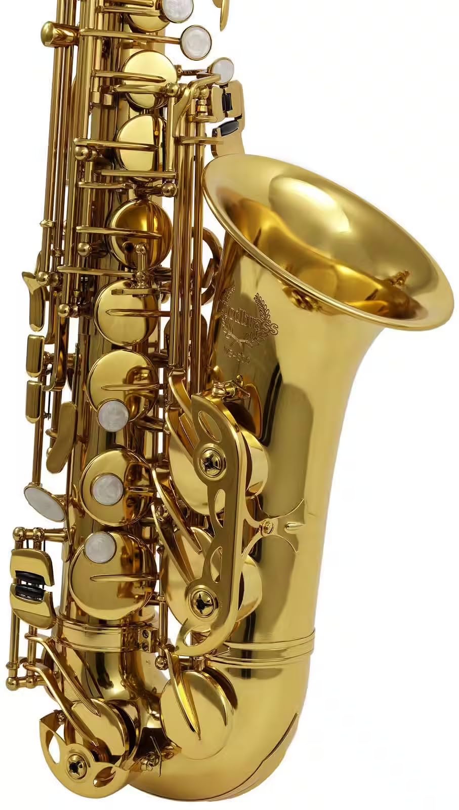 Woodbrass WSA300 – Saxophone Alto Mi♭ Verni – Instrument à vent Saxo d'étude Débutant Prêt à Jouer, Laiton Verni, Sonorité Supérieure, Étui & Accessoires Inclus