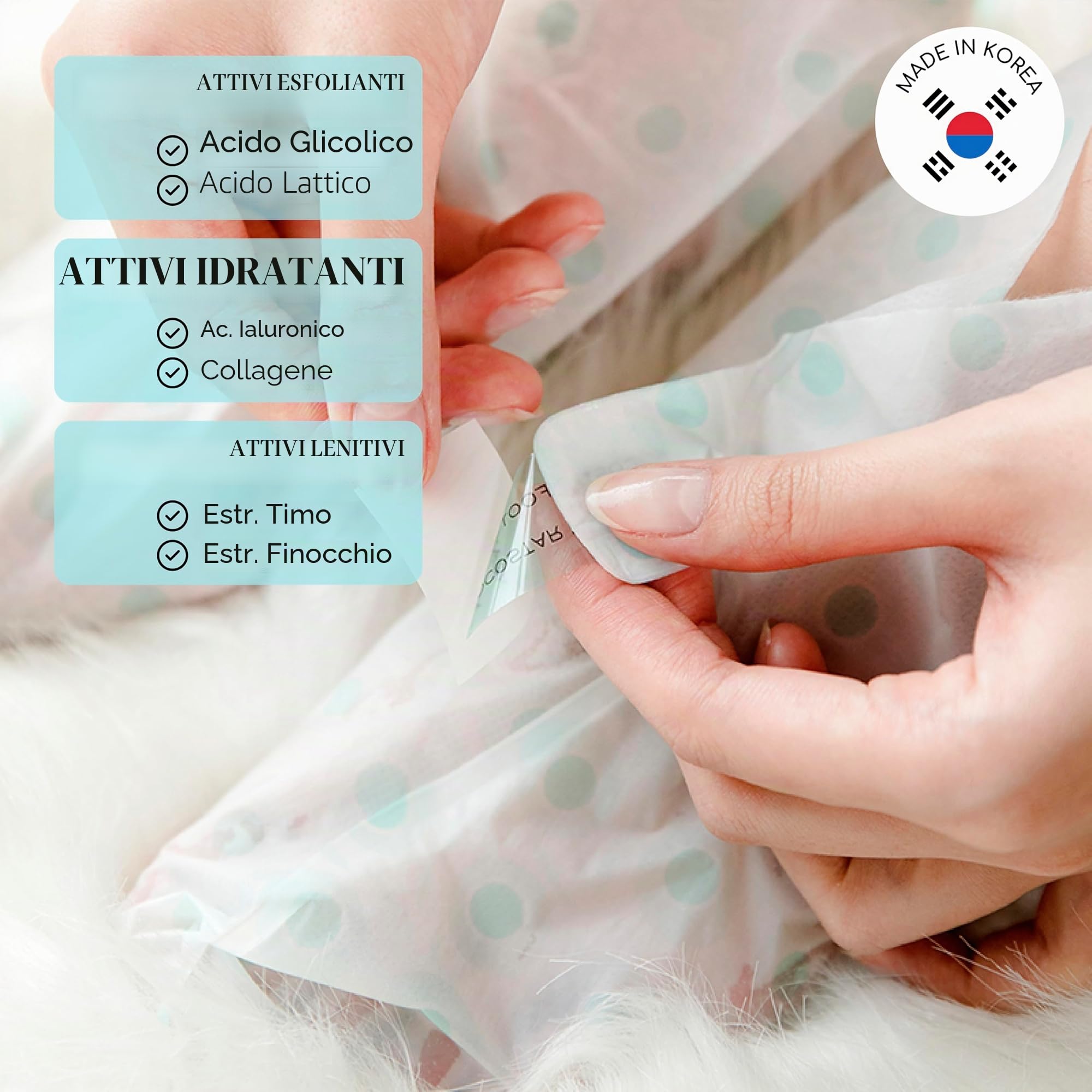 3 calzini maschera per piedi: 2 scrub (peeling) e 1 idratante. Trattamento per rinnovare e idratare la pelle dei piedi. Con AHAs, acido ialuronico e attivi lenitivi e rinfrescanti.