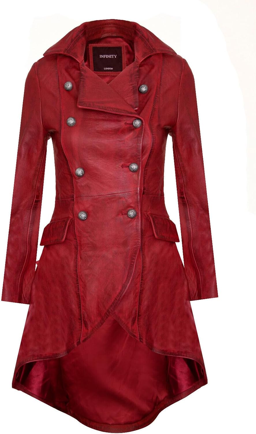 Women's Gothic Leather Edwardian Victorian Flare Coat