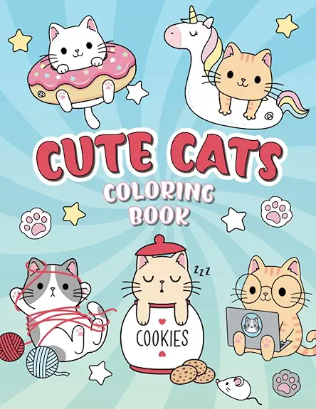 Cats Coloring Book: Fun and easy coloring pages...