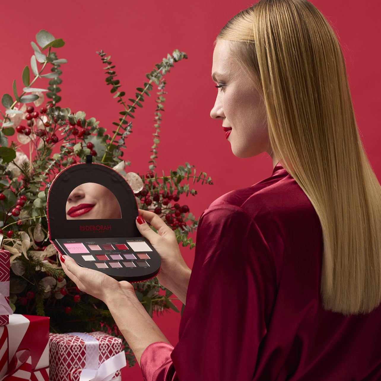 Deborah Milano - Trousse Set Regalo Donna Make Up Beauty Gift n.1 Mini Toni Caldi, Include Palette di Ombretti, Gloss, Rossetti e Polveri Viso dai diversi Finish e Colori, in Carta FSC