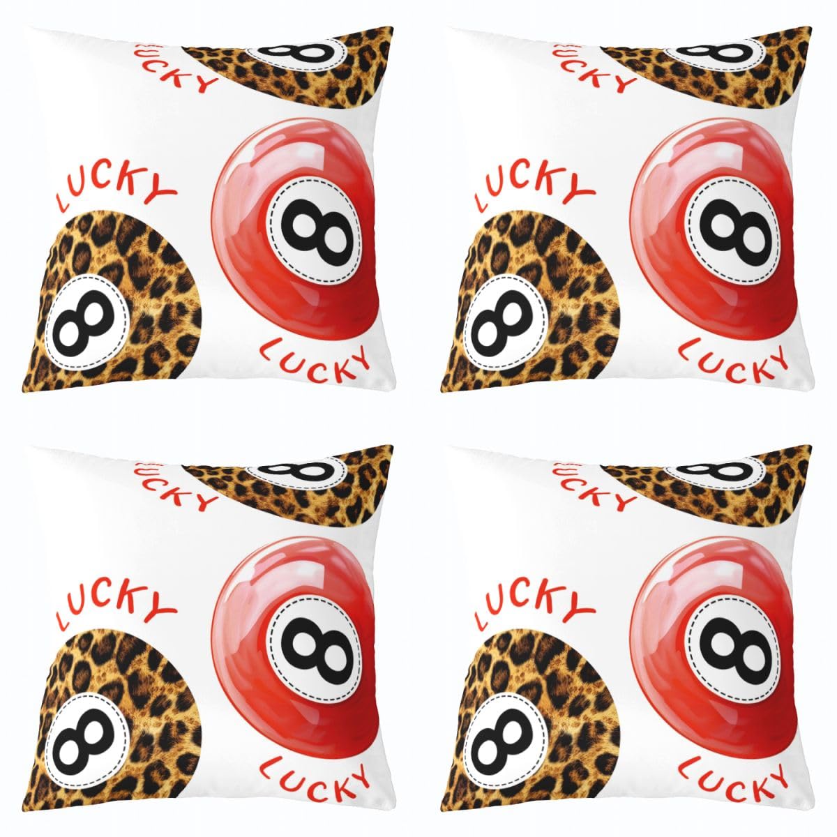 Homewish Cheetah 2000S - Juego de 4 fundas rojas con estampado de guepardo (50 x 50 pulgadas)