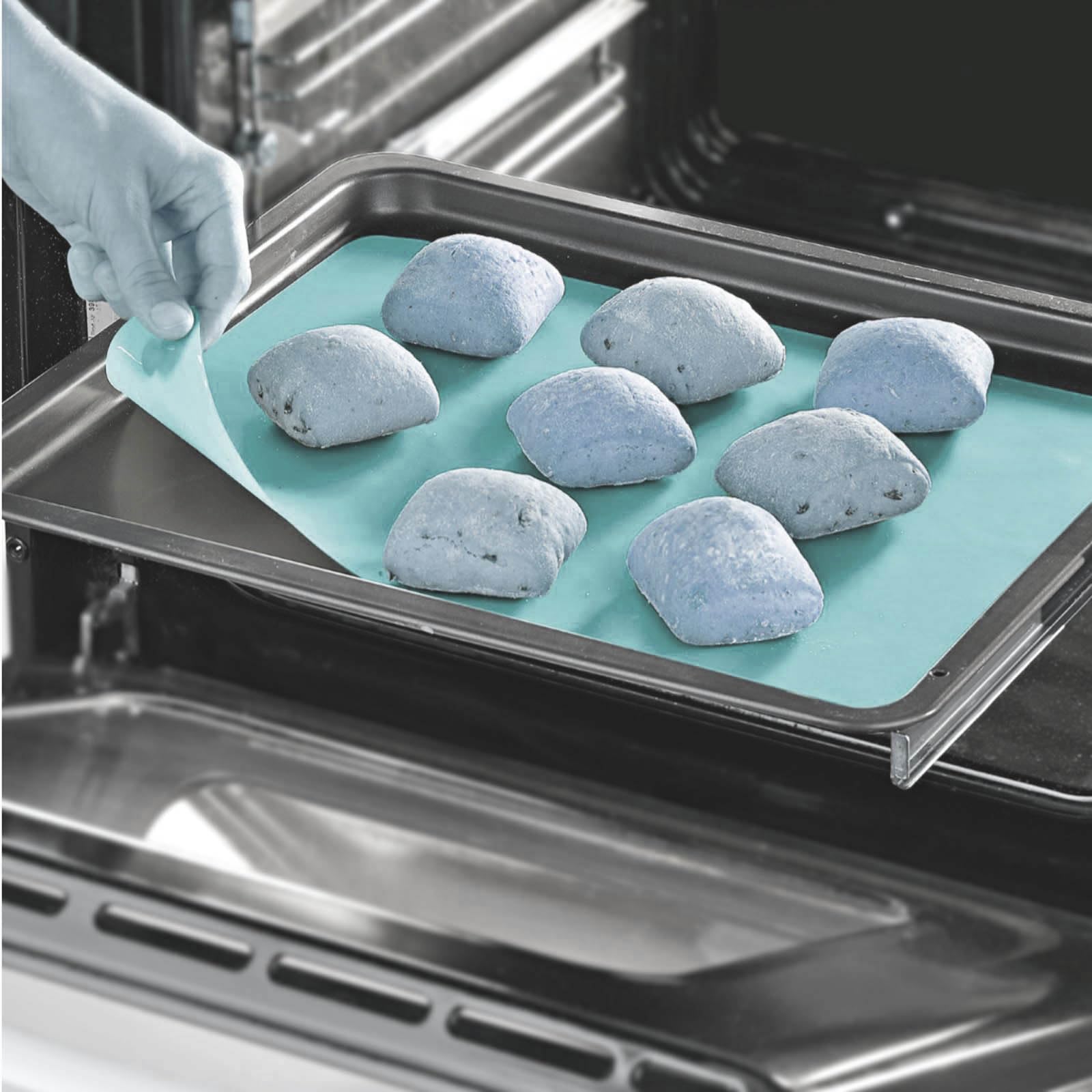 6er Set Backmatte Silikon 60x40cm Backunterlage Silikonmatte Dauerbackfolie Dauerbackmatte Backpapier Lebensmittelecht Hellblau