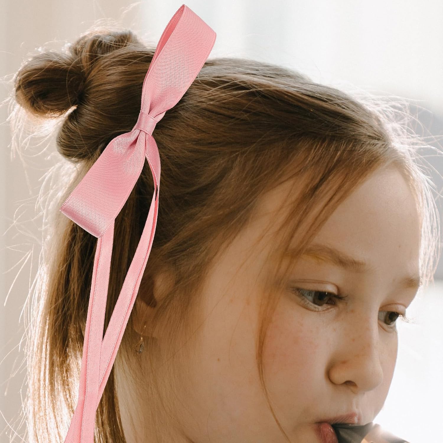 OSALADI Pink Bow Hair Clip 2 Pack Large Lightweight Ribbon Barrettes for Kids Girls Lolita Hair Accessories Perfect for Parties Cosplay and Everyday Use 9.84X6.10In