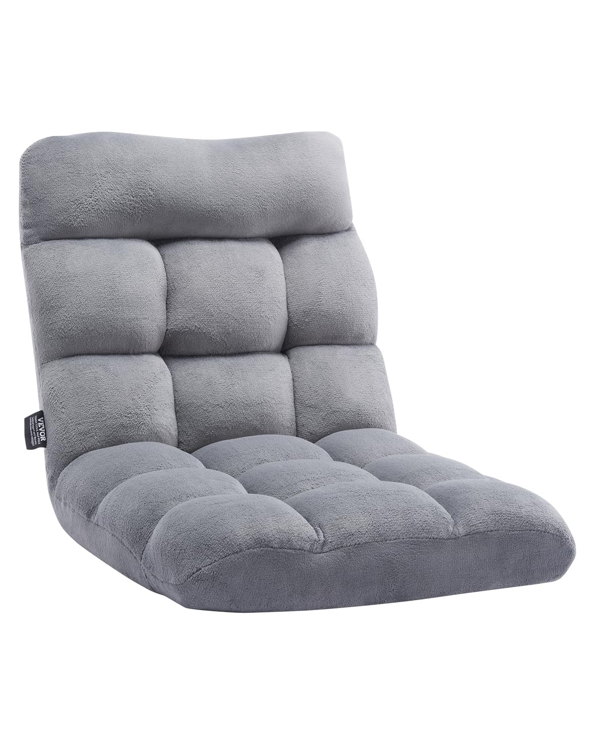 VEVOR Bodenstuhl Klappsofa aus Recyclingschaum mit 14 einstellbaren Positionen, multifunktionaler Bodentuhl mit Rückenlehne, ideal zum Schlafen & Lesen, Boden-Gamingstuhl für Kinder, grau