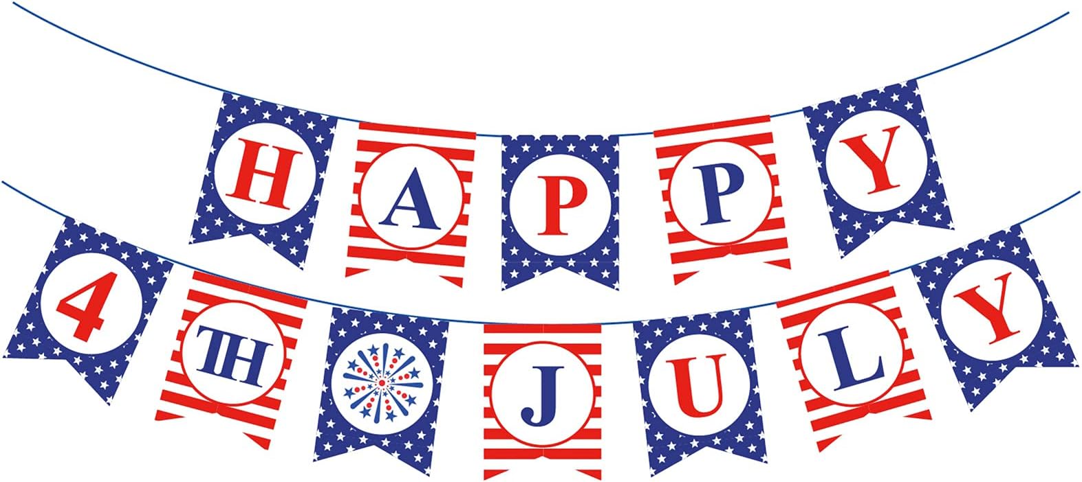 PADELO 4th of July Banner Bunting Decorations Independence Day Memorial Day Celebration Red White and Blue Theme Patriotic Party Supplies