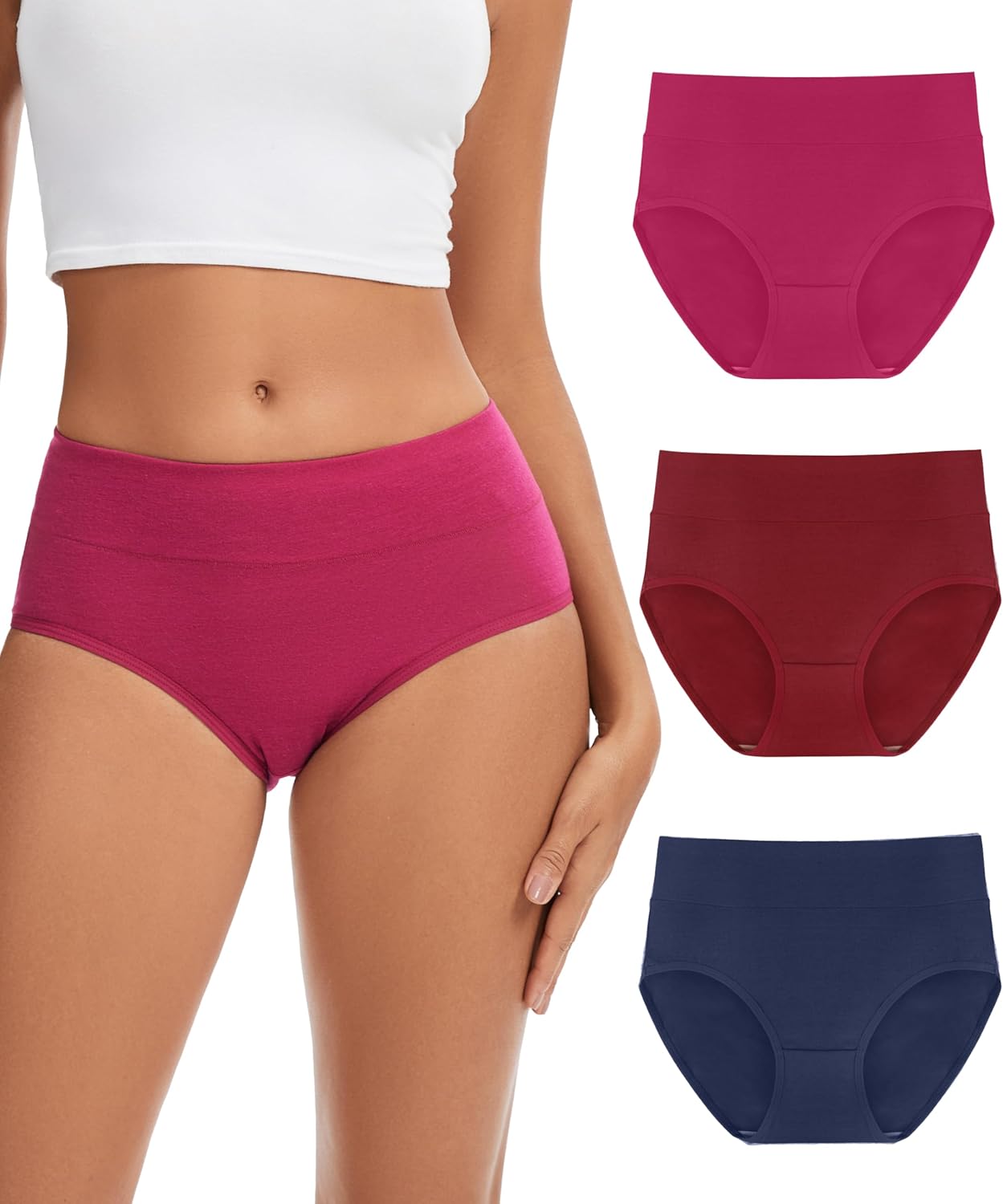 Merino Wool Womens High Waisted Underwear,Breathable Wool Panties,Moisture Wicking Wooly Briefs for Ladie 3 Pack