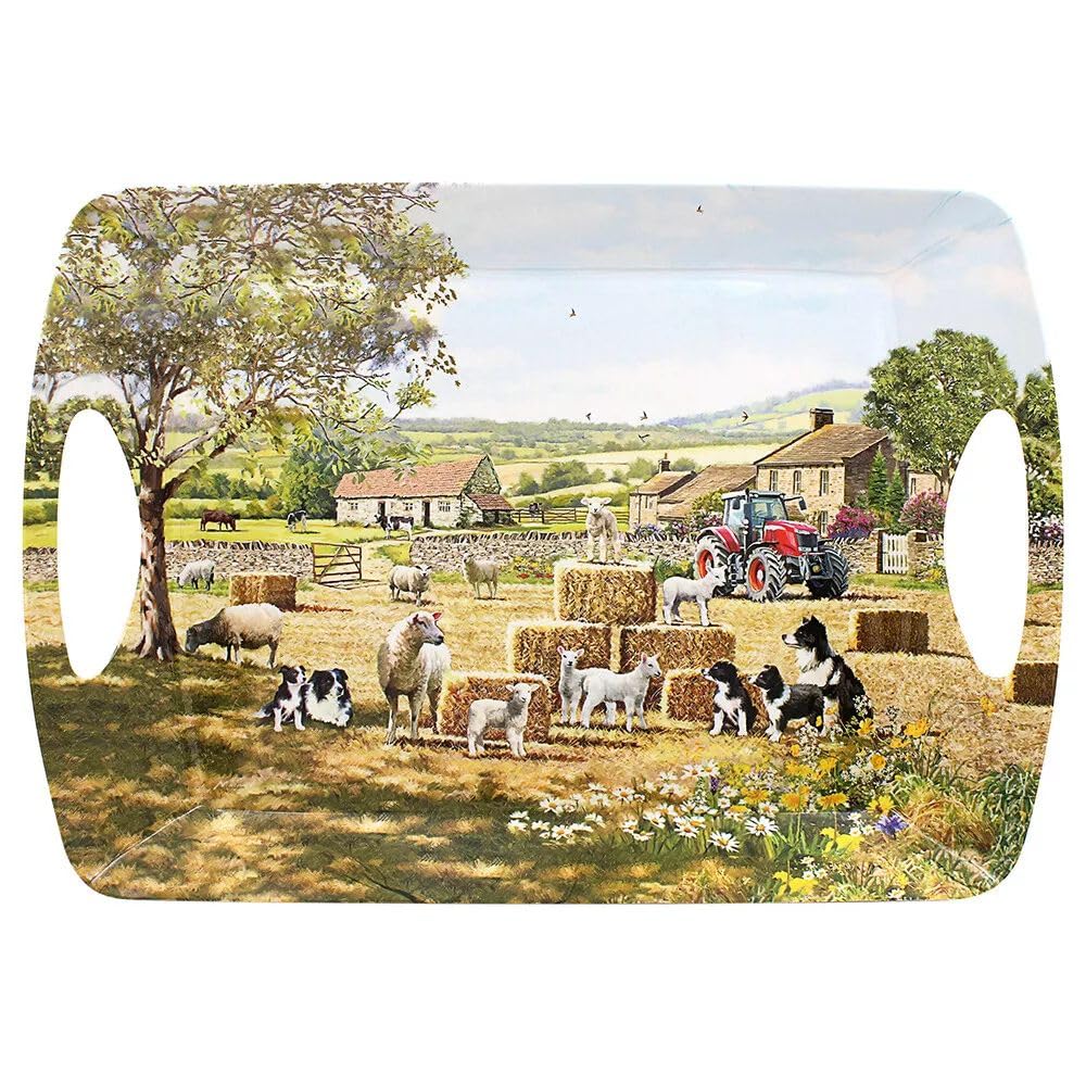 Lesser & Pavey Collie & Sheep British Designed Serving Tray | Dinner Tray For Multiple Uses Around The Home | Trays For Food Serving Or Drinks Serving | Large Serving Tray - Macneil Studios