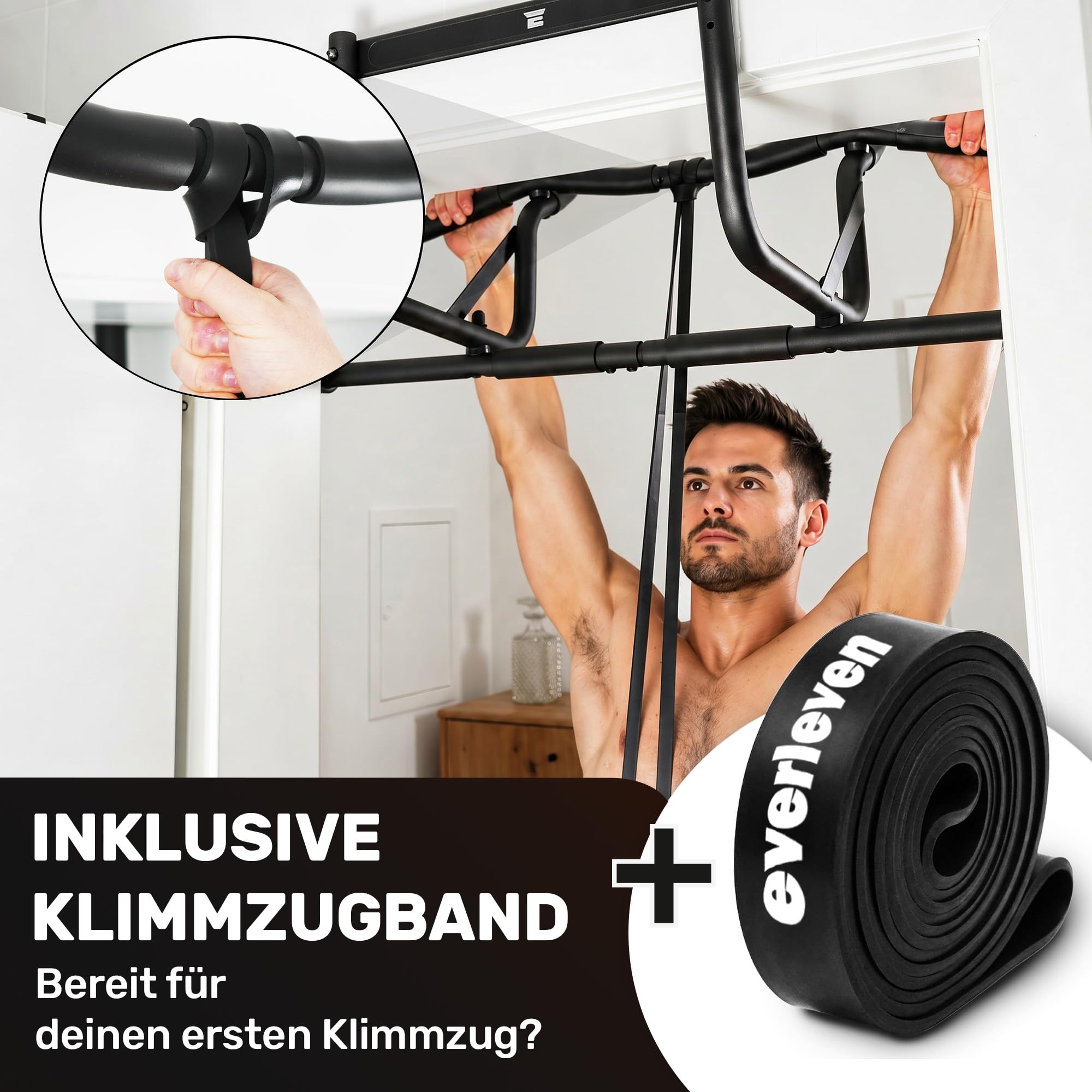 [NEU] Klimmzugstange Türrahmen ohne Schrauben Fitness Stange I Pull Klimmzugstange Tür Reckstange [7-22 cm] Pull Up Bar Trainingsstange [geschütztes Design]