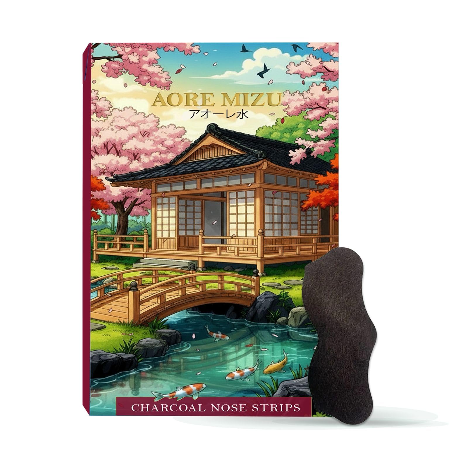 Deep Purifying Charcoal Nose Strips, Blackhead Removal Treatment, Pore Cleansing Mask with Cherry Blossom Design (9 Strips)-image-9