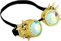 Vista 161 de Gafas de caleidoscopio retro con pinchos, gafas de cristal arcoíris steampunk estilo soldadura, gafas de cosplay punk
