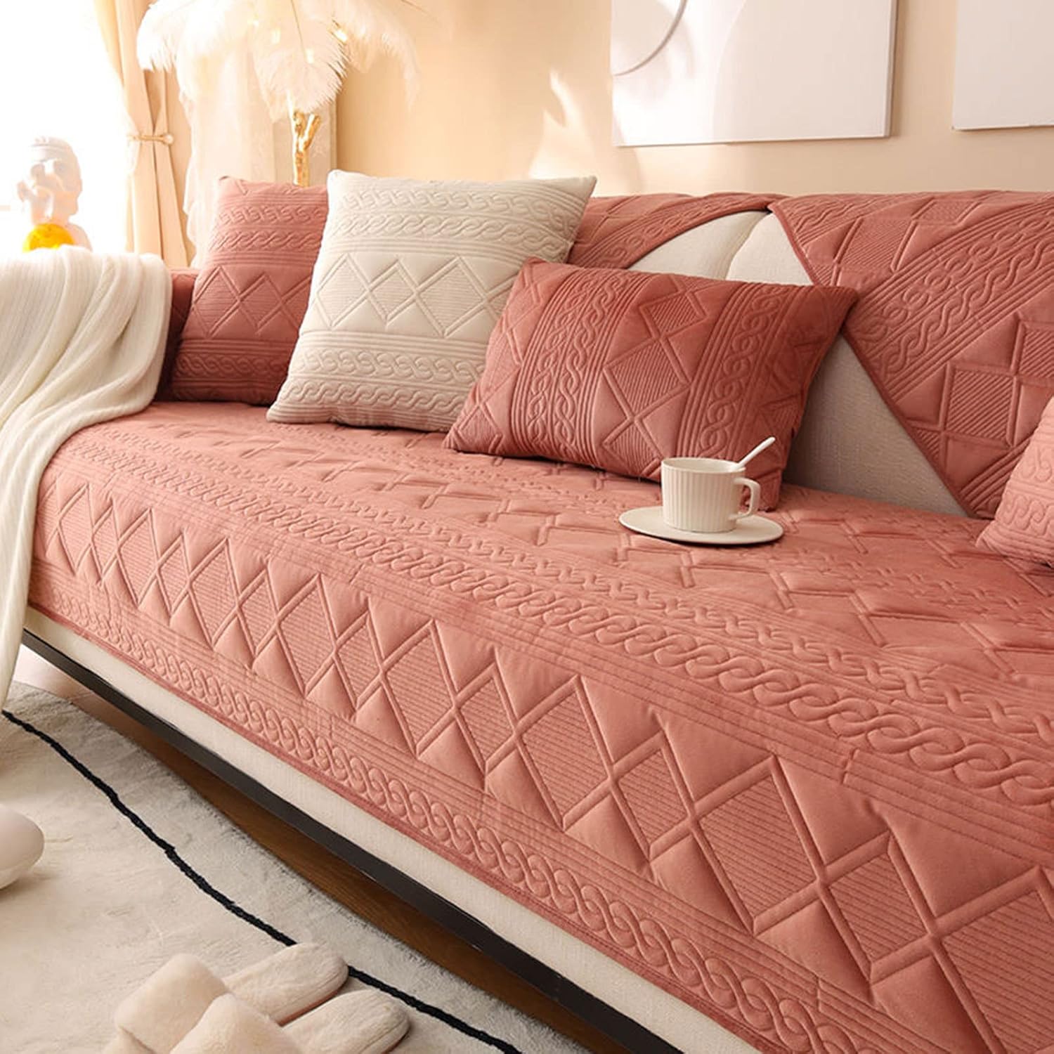 Plush Velvet Sofa Seat Covers Chair Slipcover, 1/2/3/4