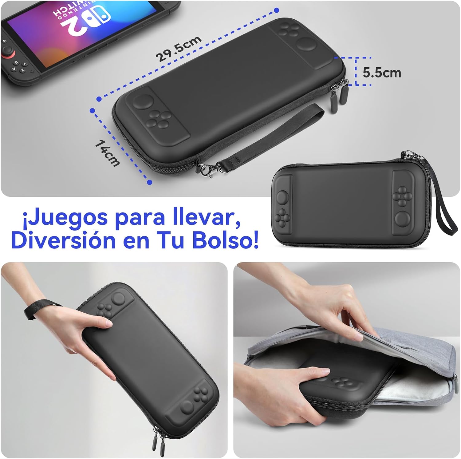 HSIEHMIEN Fundas de Transporte para Nintendo Switch 2 (2025), Estuche Delgado Case con 12 Ranuras para Tarjetas de Juego, Funda Rígida para Consola y JoyCons 8