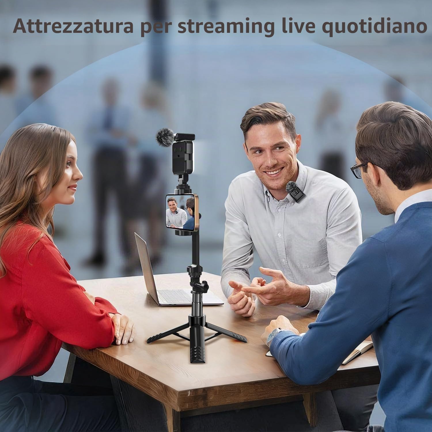 yAyusi Kit Vlogging per iPhone, Include Clip per Telefono, Luce di Riempimento, Microfono, Content Creator Kit per Interviste in Strada, Vlog, TikTok e Registrazioni Video su YouTube