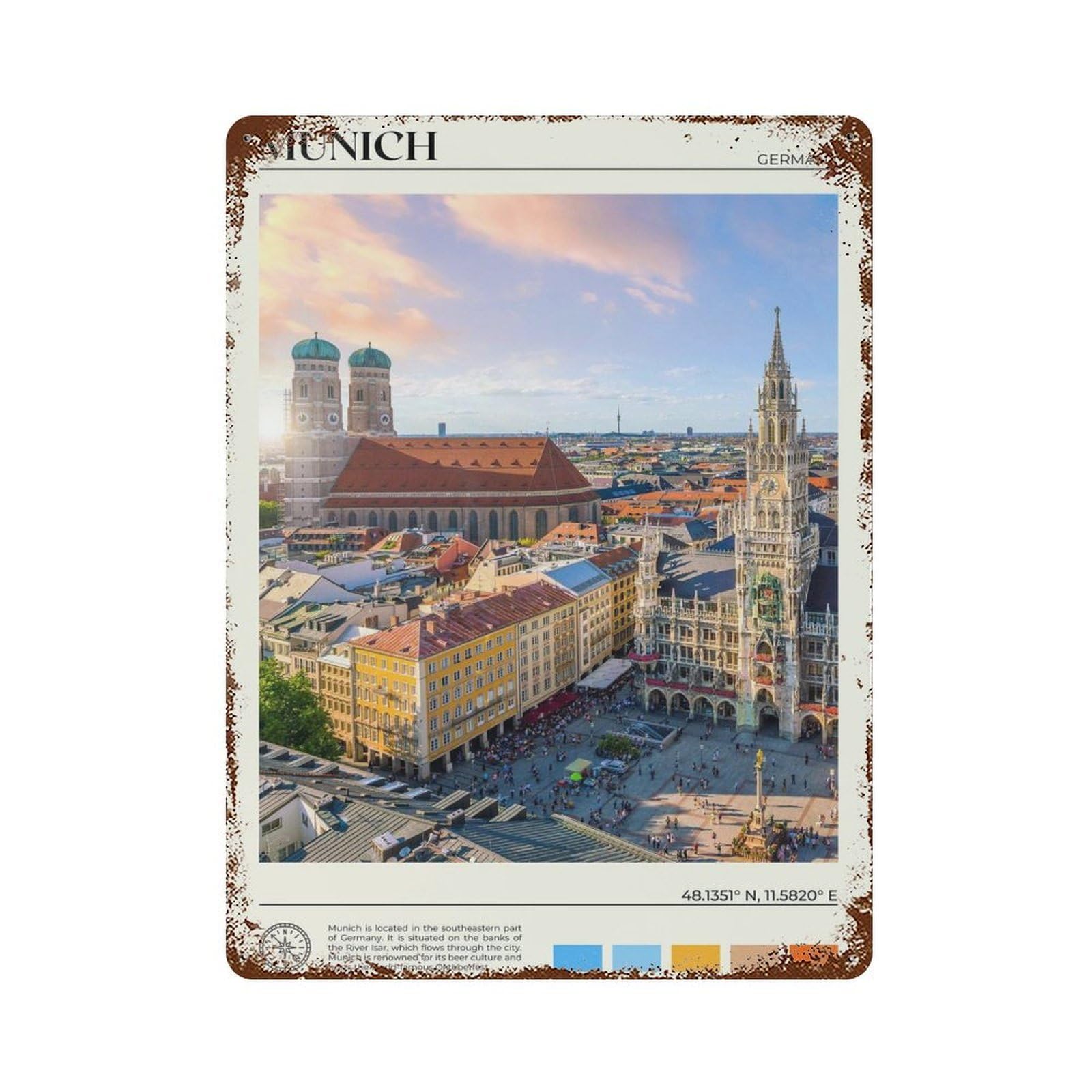 xiaoxiaoshen Real Photo Munich Decor Germany Wall Decor Art Metal Tin Poster Modern Home Decor Art Home Bar Shop Decorations Vintage Sign 40x30cm