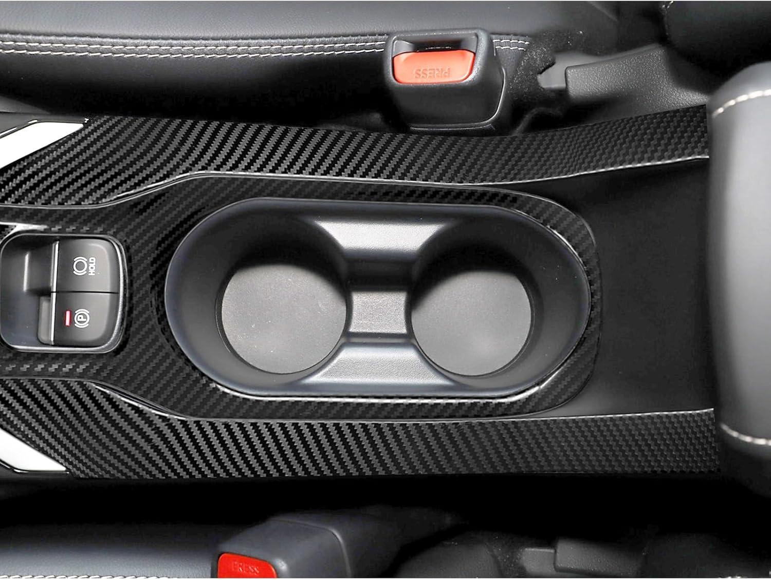 Bilisin Compatible with Carbon Fiber Pattern Stainless Steel Car Gear Shift Knob Panel Cover Cup Holder Panel Interior Accessories for Toyota Corolla 2019 2020 2021 2022(Only for Petrol Versions)