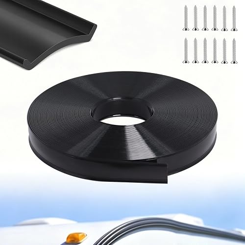 Podoy 1" RV Vinyl Trim Molding Insert 50FT, Screw Cover Trim with Screws | Black RV Weather Stripping Exterior, Vinyl Seal Strip for Camper Travel Trailer Roof Edge, Corner Channel & Outside Seams