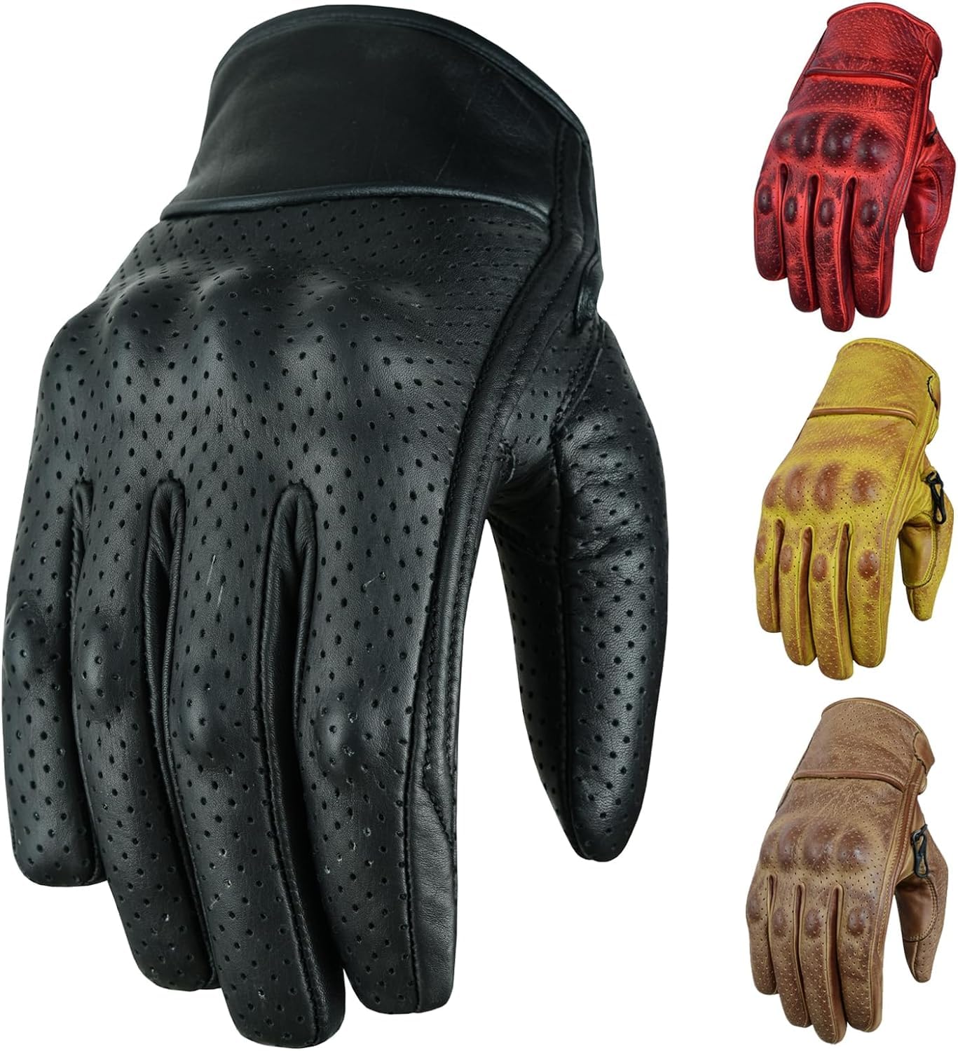 BOSmoto Sportlich Motorrad Handschuhe Braun- Leder Handschuhe Mit Protektoren (XXXL) Auto & Motorrad