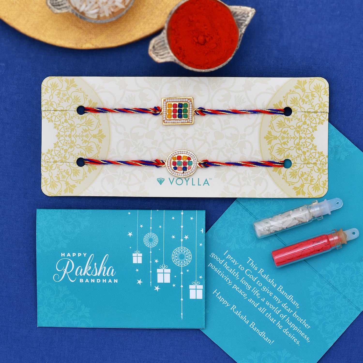 Set of 2 Threaded Rakhis With Beads for Raksha Bandhan