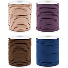 50 Yards Faux Suede Cord, 4 Rolls Soft Lace Trim Rope for DIY Bows, Jewelry Making, Gift Wrapping, Hang Tags, Crafting and Decorative Packaging Blue Purple Set