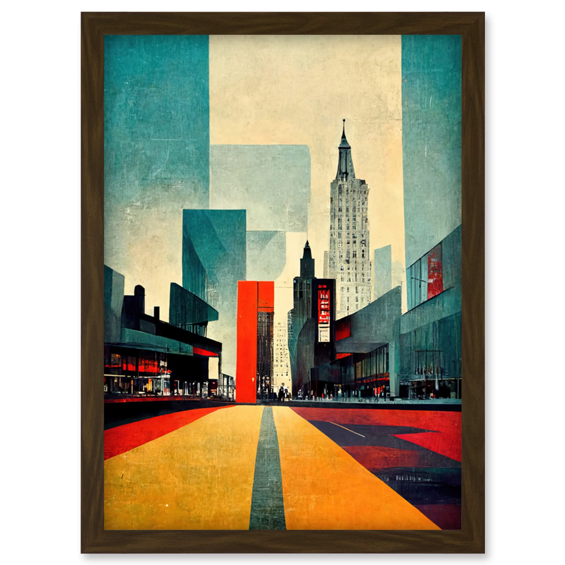 Doppelganger33 LTD Broadway New York City Street Modern Cityscape Artwork Framed Wall Art Print A4