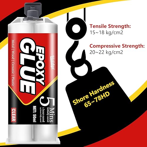 Miniatura 5 de Pegamento Epoxy de 5 Minutos, Adhesivo Epoxy de Curación Rápida de 3.4oz para Metal, Plástico, Vidrio, Madera, Cerámica y Más, Pegamento de