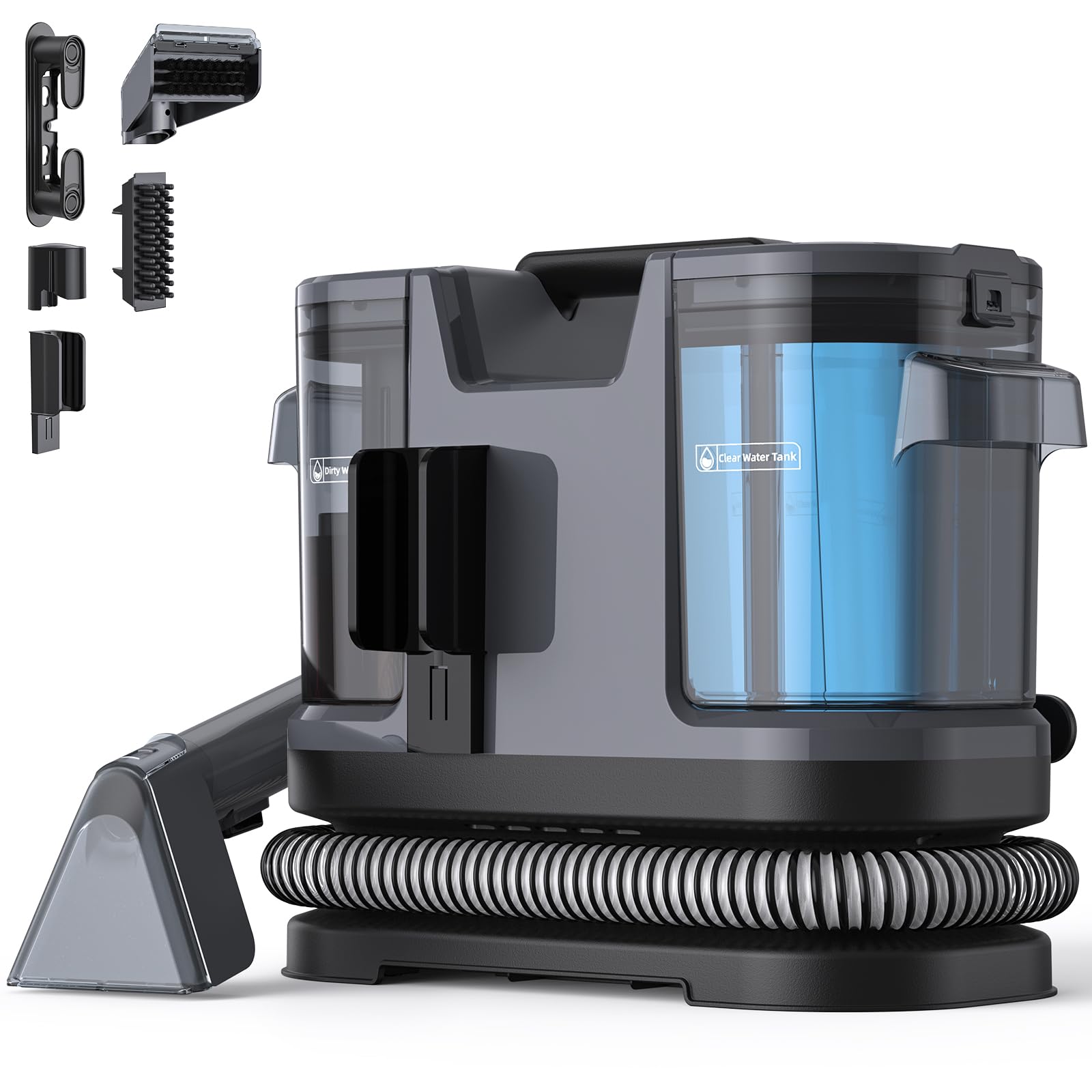 Lubluelu Nasssauger Polsterreiniger Gerät, 600 W - 15 kPa Teppichreiniger Waschsauger, tragbares Teppich-Reinigungsgerät mit Selbstreinigung und langem Schlauch für Teppiche, Sofas & Auto-Innenräume