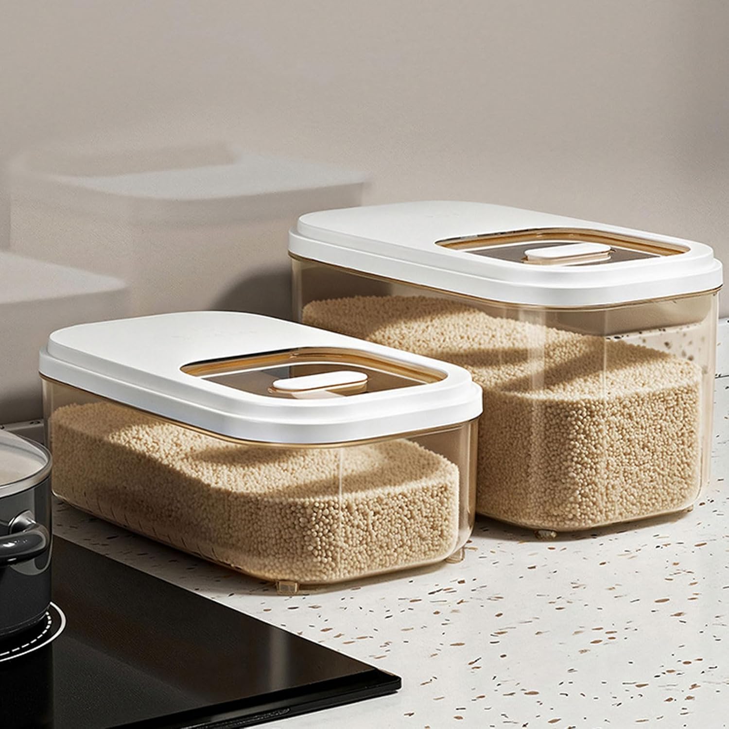 Easy Cereal Container with Slide Lid for Rice and Ingredients Sealed Grains Container with Sliding Cover