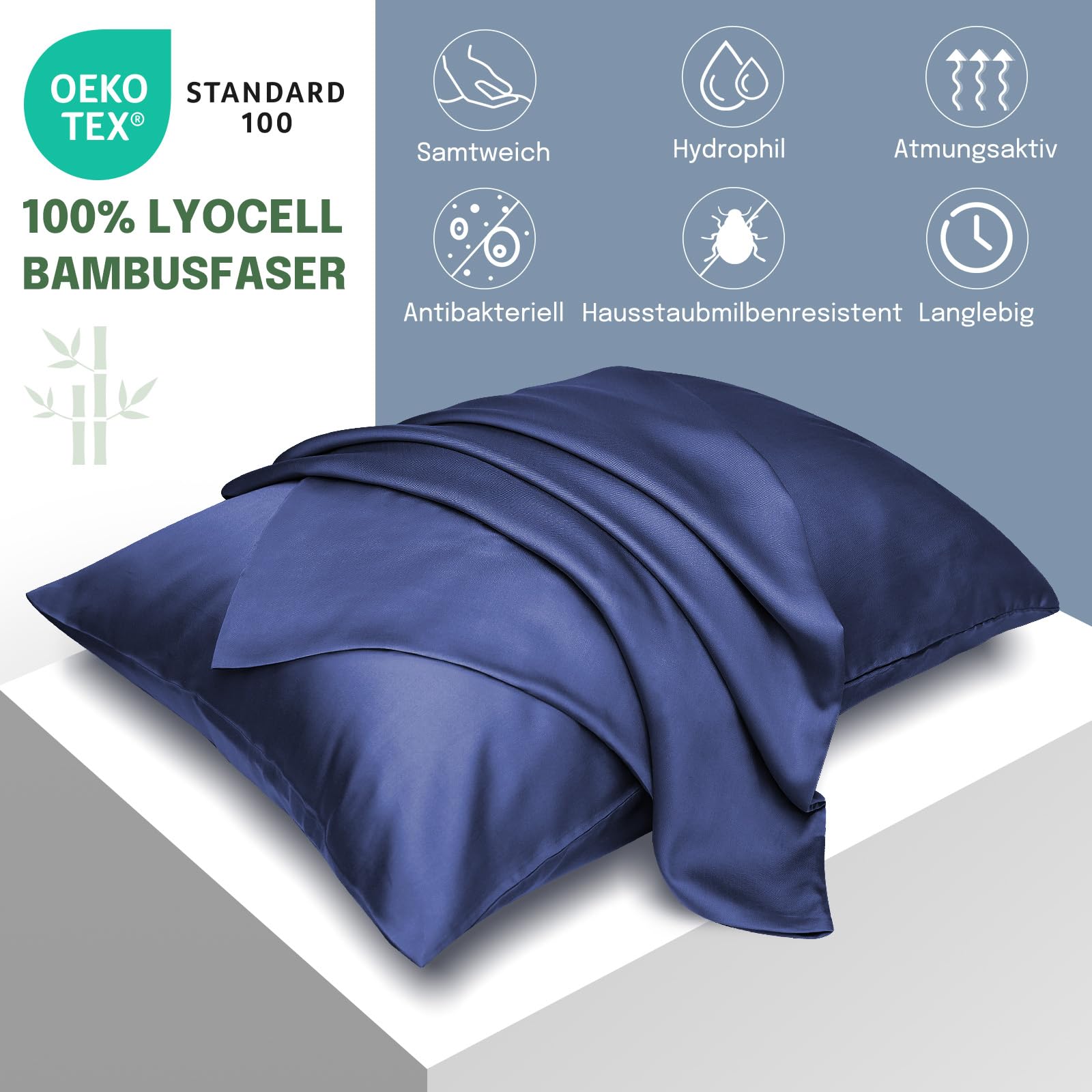 Seralino Set di 2 federe 40 x 80 cm, blu scuro (set da 2) 100