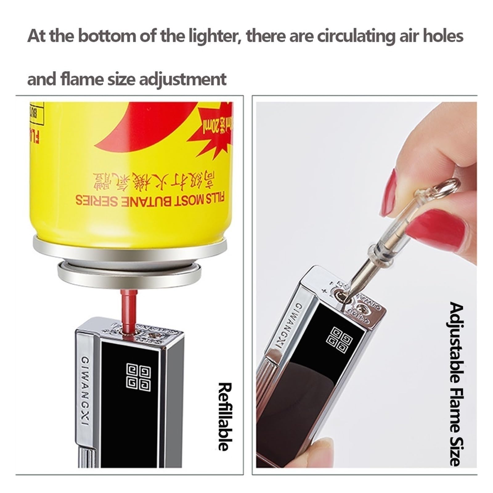 Amazon.co.jp: 金属製ライター、ポータブルブタンライター、詰め替え