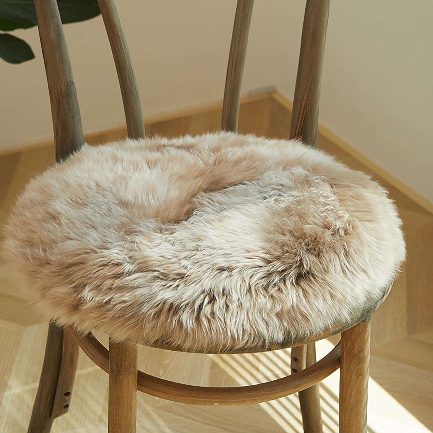 Luxury Sheepskin Seat Cushion - 100% Pure Wool, Thick Fur, Soft & Comfortable - Ideal for Office Chair, Car Seat, or Home Sofa - Round Shape Seat Pad (E,splicing 35CM)