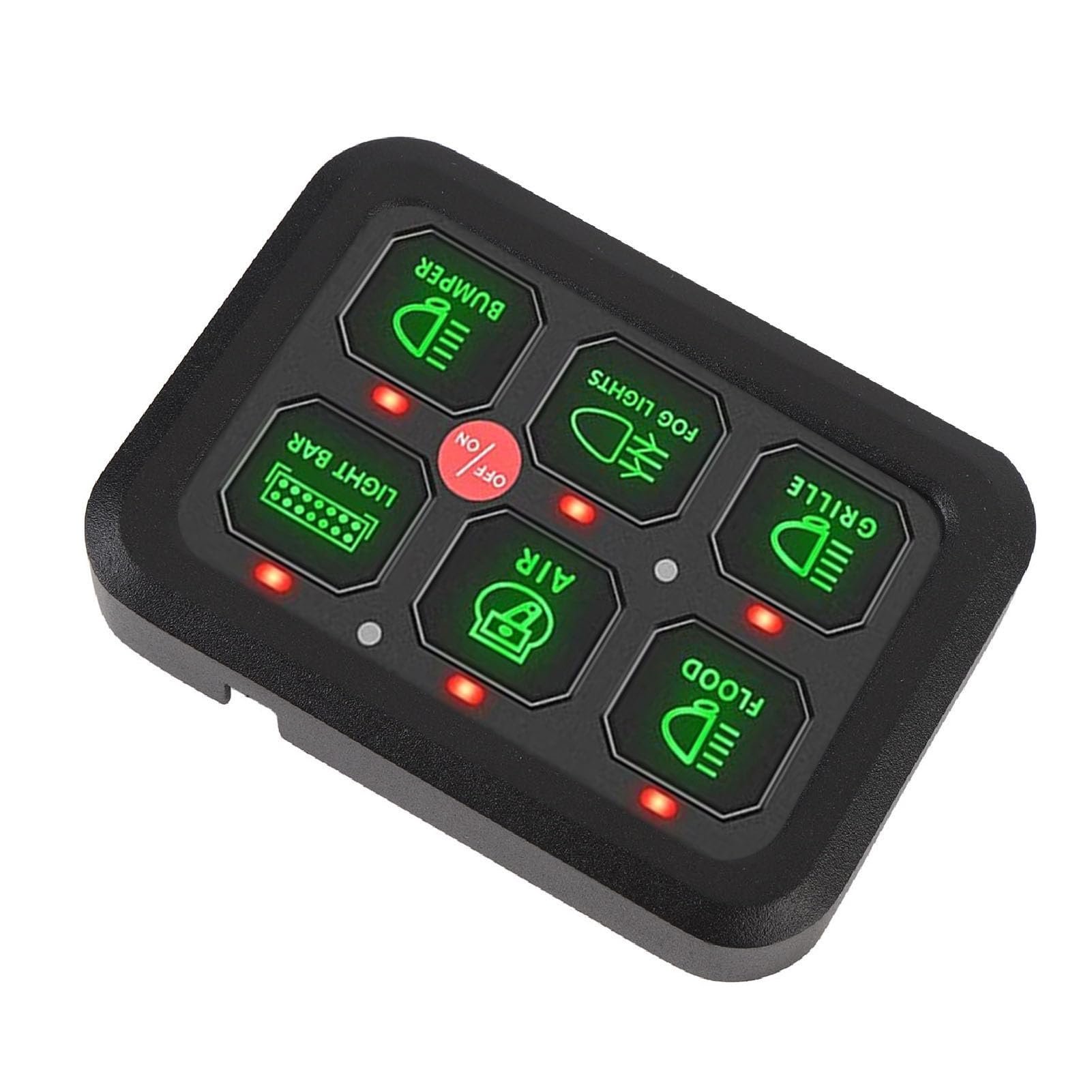 Panel PrzełącznikóW 6 Gang 12 V z możliwością Przyciemniania Powłoki Aluminiowej 720 W 60A Sterowanie Obwodem LED dla Samochodu Ciężarowego łódź UTV ATV (zielone światło)