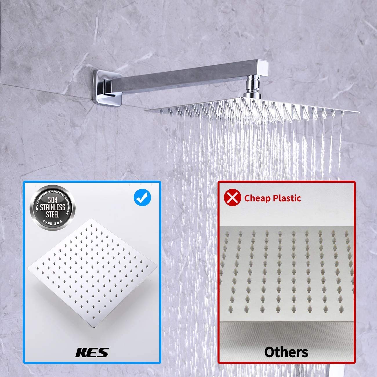 KES Shower Set 3Function Mixer Shower Kit 10Inch Shower Head with