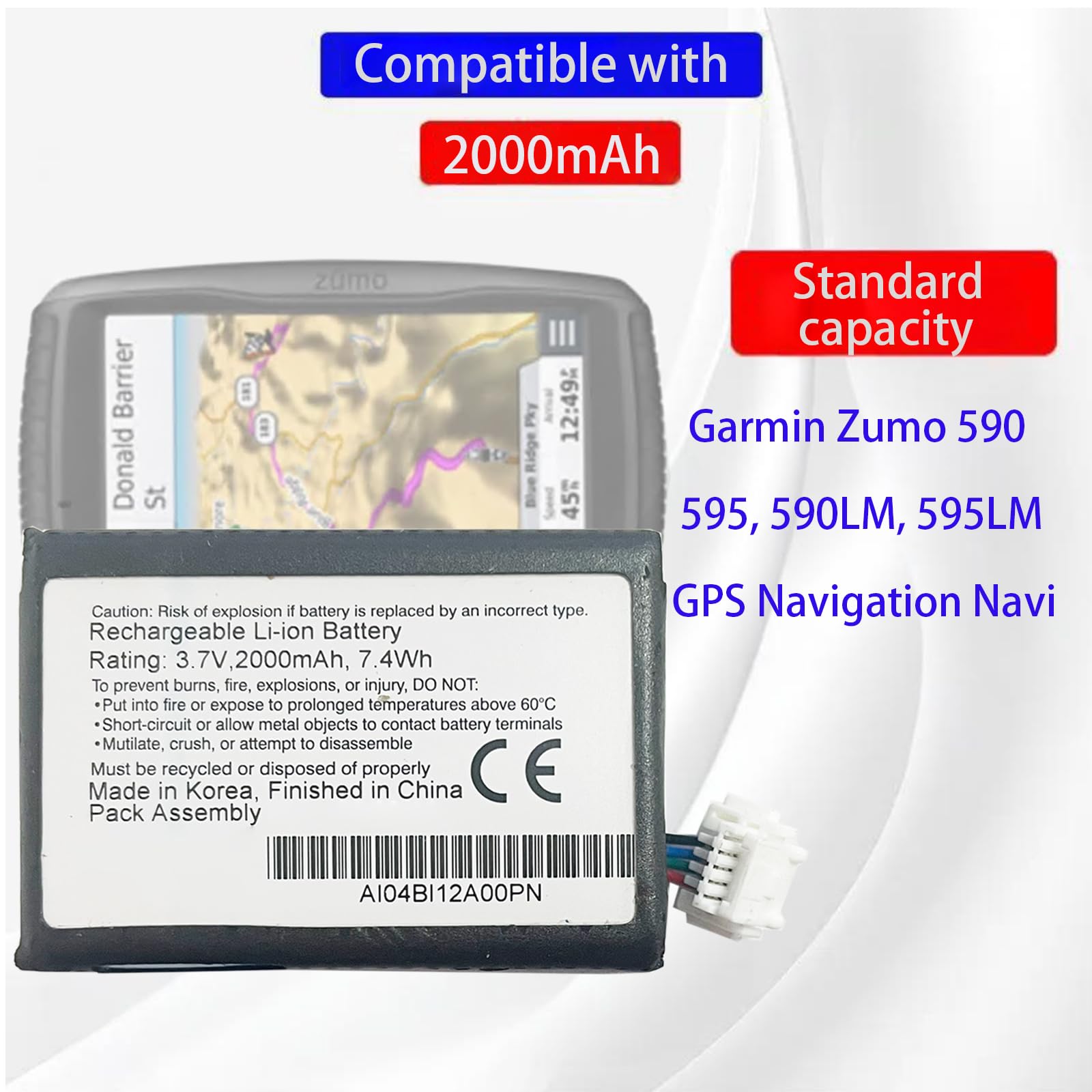 Batteria di ricambio (O-E-M) compatibile con Gar-min Zumo 590, 595, 590lm, 595LM GPS Navigation Navi batteria