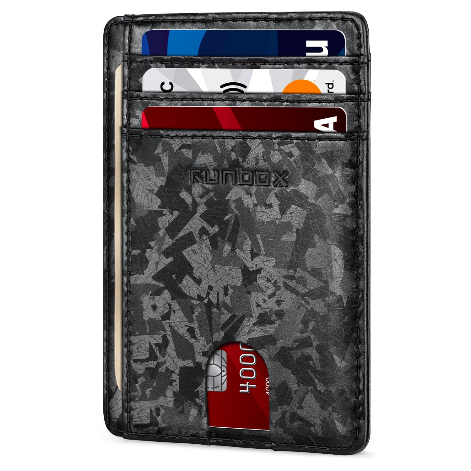RUNBOX Slim Wallet for Men and Women, RFID Blocking Leather Card Holder