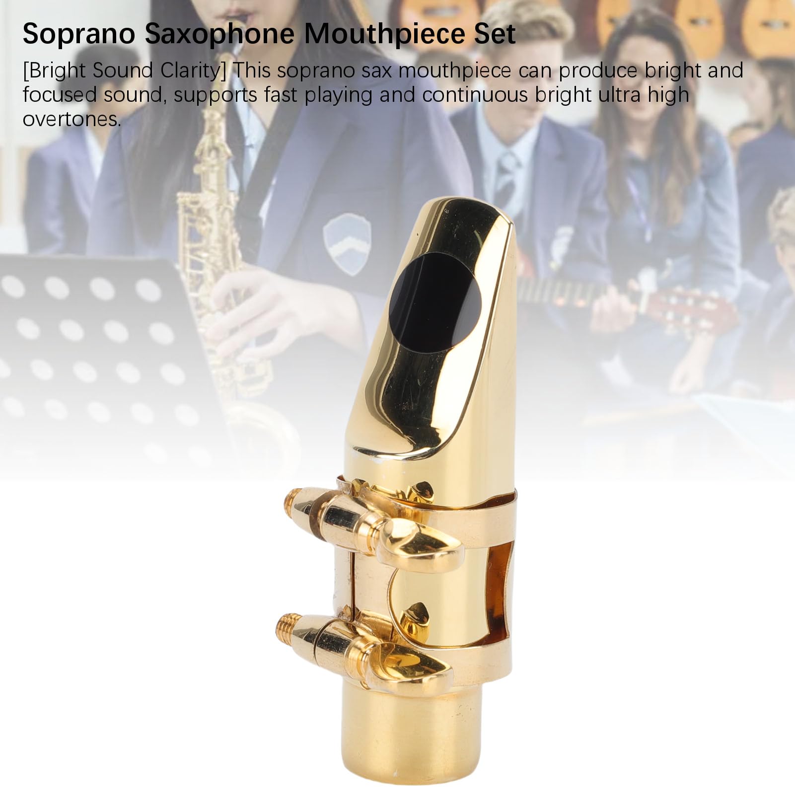 Set di Bocchetto di Sassofono Soprano, Bocchino di Sax in Ottone Professionale con Cappuccio, Legatura e Pad - Prestazioni Avanzate per Giocatori di Sax di Soprano, Principianti