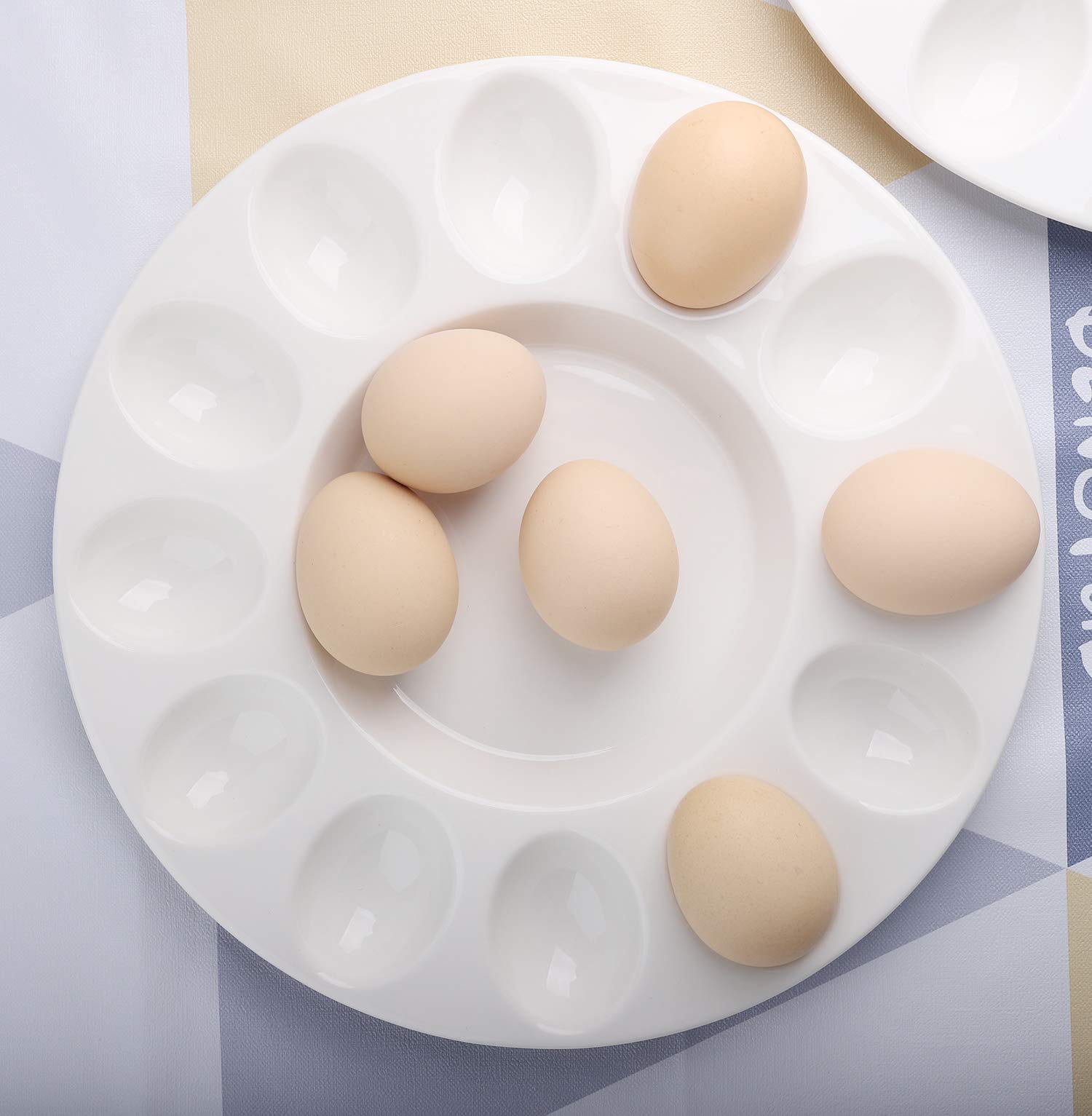 Porcelanowa deviled taca na jajka 25 cm dekoracyjny talerz na jajka wielkanocne na 12 przegródek (np. taca)