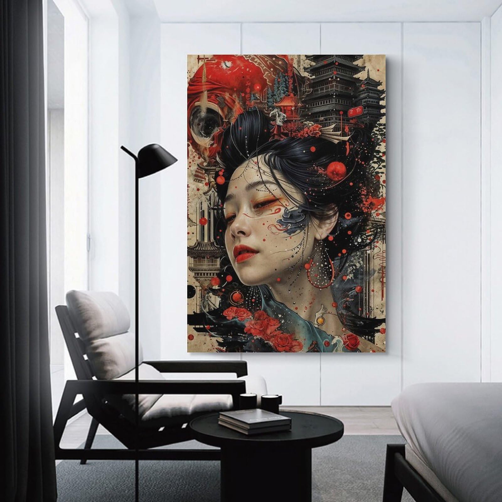 Junmoney Unframe-Style-14 Home Decor Wall Art Geisha Japanese, 12X18inch(30X45cm), For Bedroom Decor, Cosy Corners Or Studios, Decorative Wall Art For Cosy Rooms