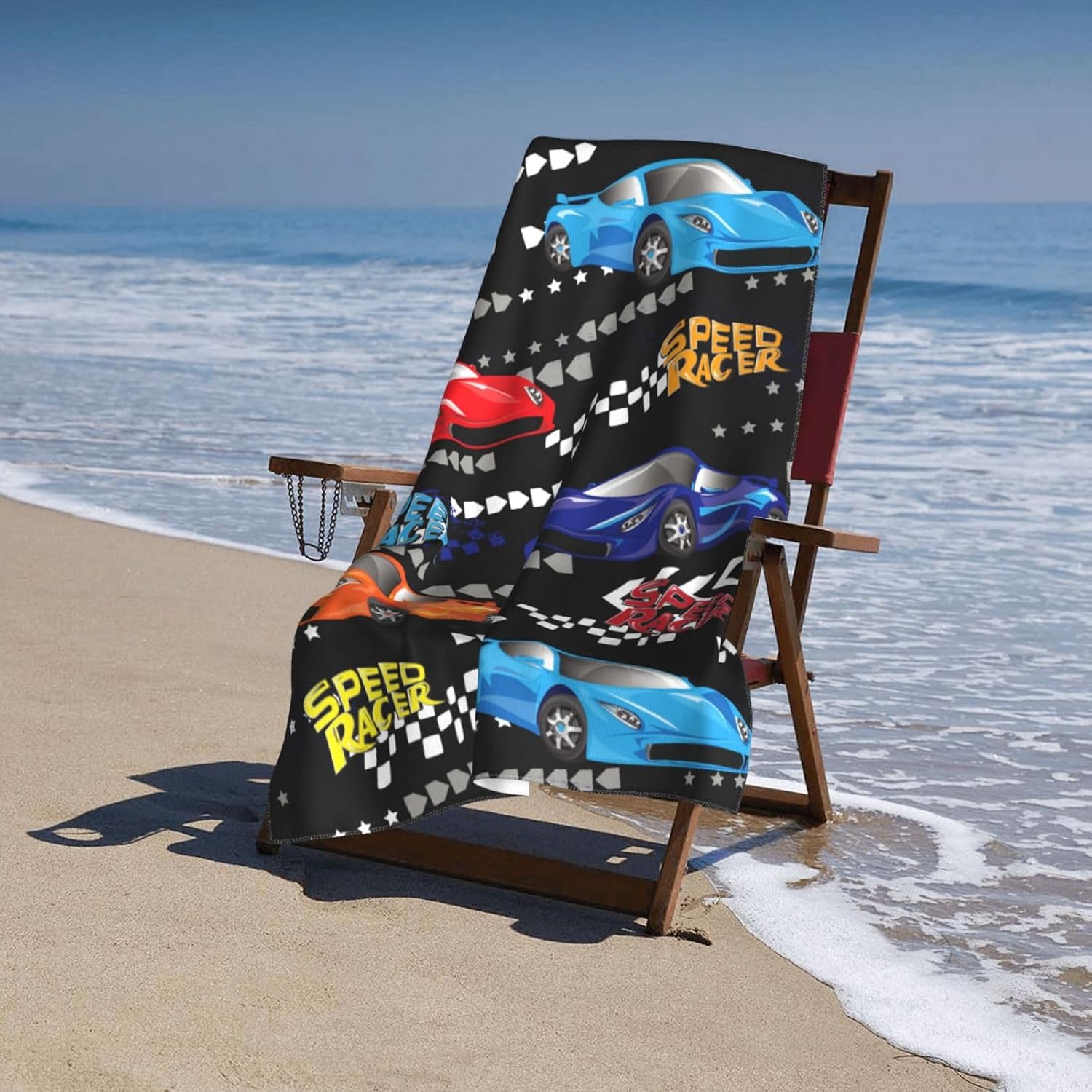 Cool Grunge Racing Car Beach Towel Quick Dry Microfiber Bath Towels for Bathroom Soft Sand Free Beach Towels Summer Essentials Travel Swimming Decor Gifts for Men Boys