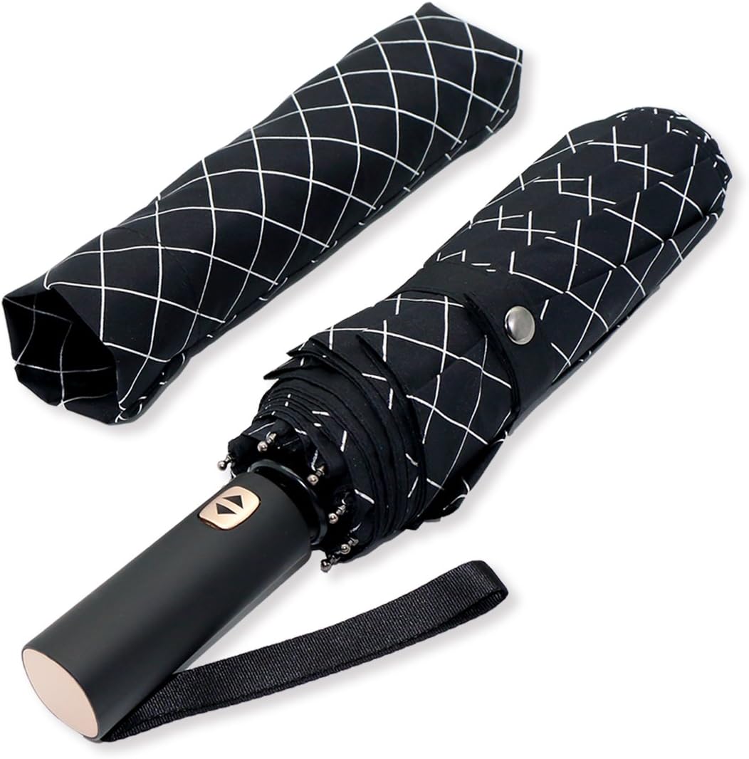 Folding Umbrella, Auto Open Close Travel Umbrella Compact, Superb Windproof Waterproof Umbrella with Teflon Coating