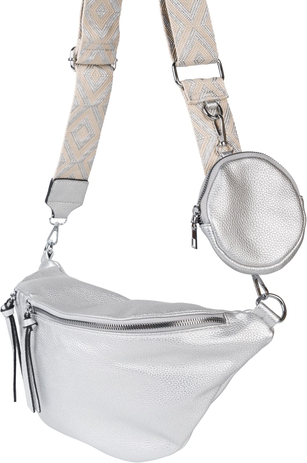 styleBREAKER Bolso bandolera media luna para mujer,Plata