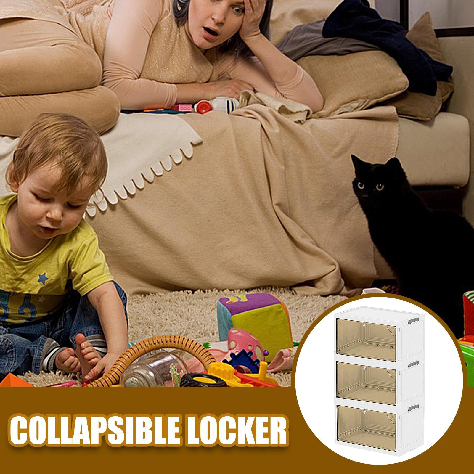 Stapelbarer Schrank-Organizer, platzsparend, Mehrzweck-Organizer, groß | Faltbare stapelbare Kleiderboxen, platzsparend für Zuhause, Schrank, Schlafzimmer, Schlafsaal, Küchen-Organizer